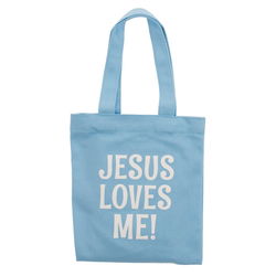 Image of Blue Jesus Loves Me Small Tote Bag