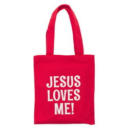 Image of Red Jesus Loves Me Small Tote Bag