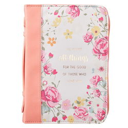 Image of BC: He Works All Things for Good Peach Floral Faux Leather Medium