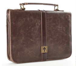 Image of BC: Brown Distressed Faux Leather Classic with Cross Badge Medium  – Discontinue