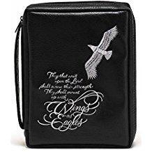 Image of BC: Wings as Eagles Black Embroidered Leather Like Vinyl Large