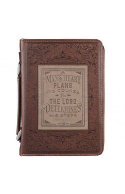 Image of BC: A Man’s Heart Leather Brown Medium – Proverbs 16:9