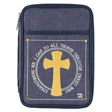 Image of BC: Canvas Denim Philippians 4:13 I Can Do All Things Large Print