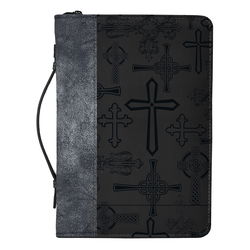 Image of BC: Cross Design Midnight Black and Silver Tone Large