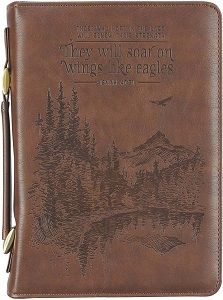 Image of BC: On Wings Like Eagles Brown Faux Leather Classic Large – Isaiah 40:31