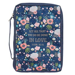Image of BC: Value Navy/Floral Printed Let Love 1 Cor. 16:14 – Large
