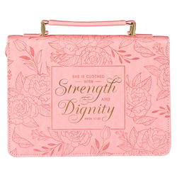 Image of BC: Fashion Pink Floral Strength & Dignity Prov. 31:25 – Medium