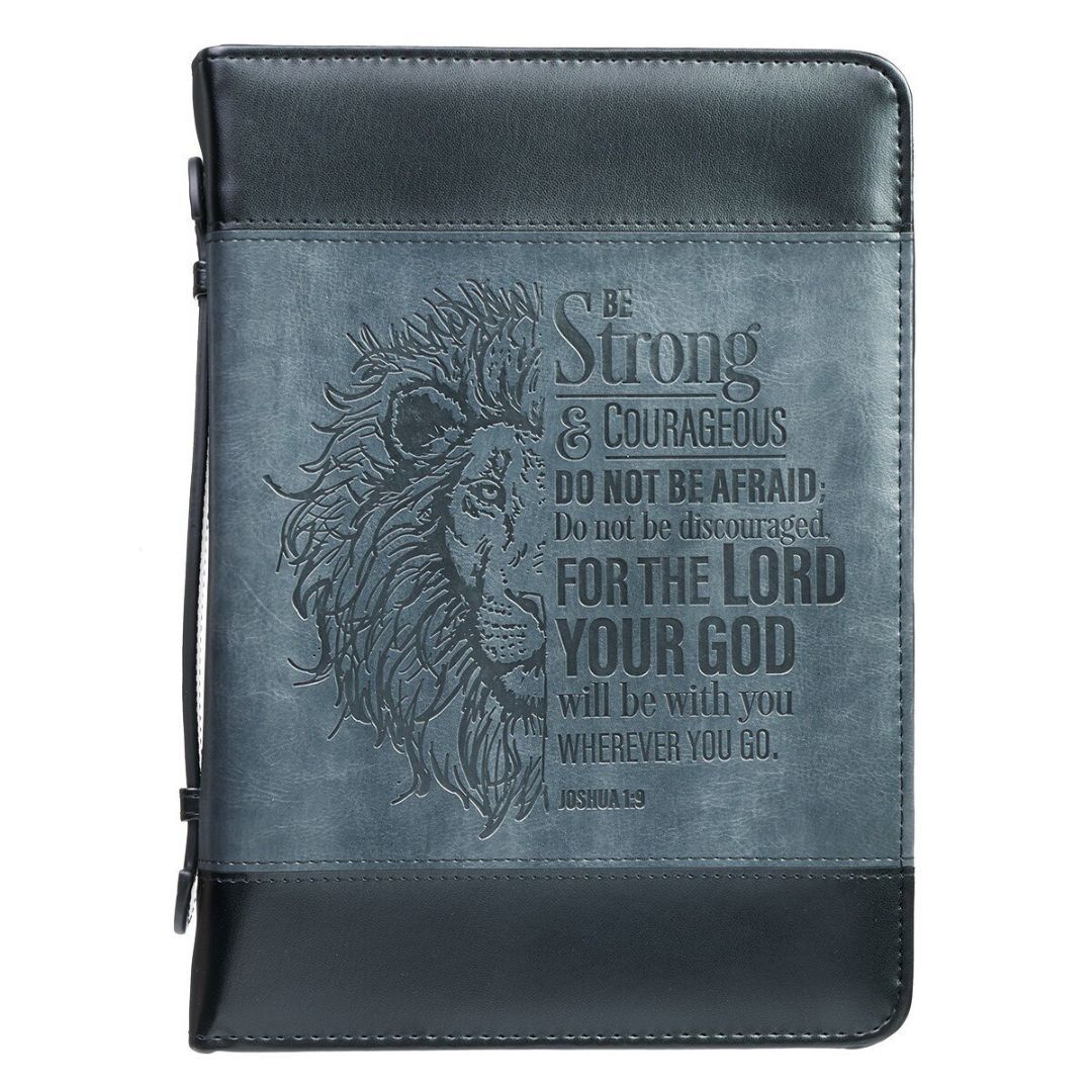 Image of Bible Cover Classic Black/Gray Be Strong Josh. 1:9