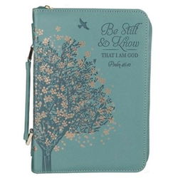 Image of Bible Cover Fashion Teal Be Still Ps. 46:10 – Large