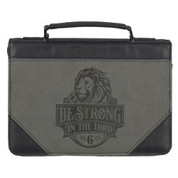 Image of Bible Cover Classic Grey/Black Be Strong Eph. 6:10