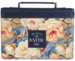 Image of Bible Cover Fashion Navy Be Still Ps. 46:10 – Extra Large