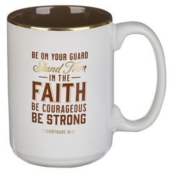 Image of Stand Firm White Ceramic Coffee Mug – 1 Corinthians 16:13