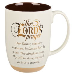 Image of The Lord’s Prayer White Ceramic Coffee Mug with Exposed Clay Base