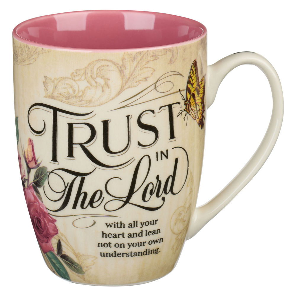 Image of Trust In The Lord Blush Pink Floral Ceramic Mug