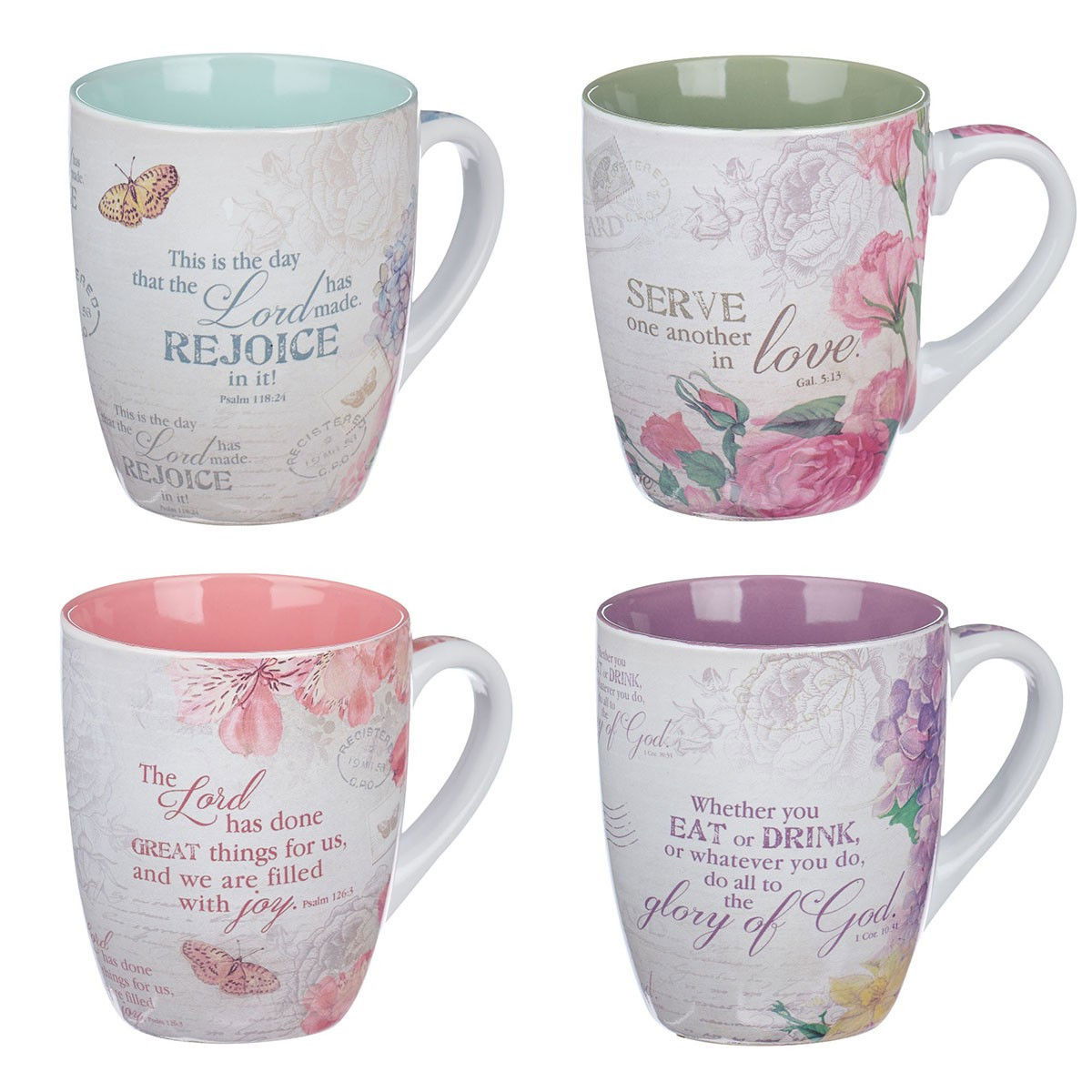 Image of Floral Inspirations – 4 Pc Ceramic Coffee Mug Set