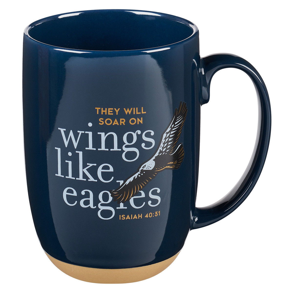 Image of Wings Like Eagles Navy Blue Ceramic Coffee Mug  – 15oz