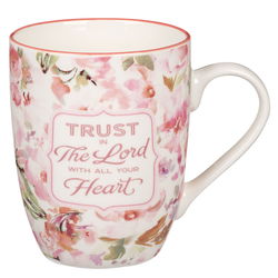Image of Mug Coral Floral Trust in the Lord Prov. 3:5-6