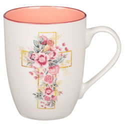 Image of Mug Pink Floral Cross