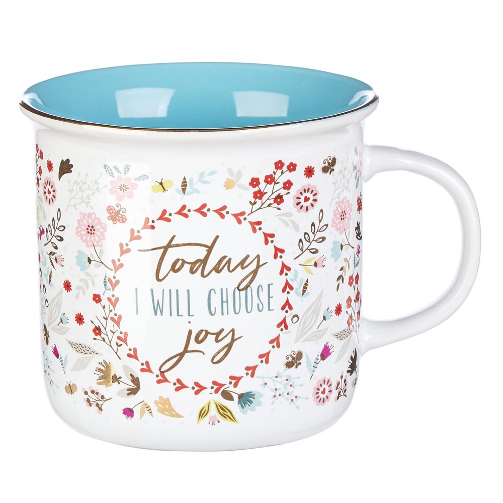 Image of DWSO Mug Camp Blue/White Floral Choose Joy