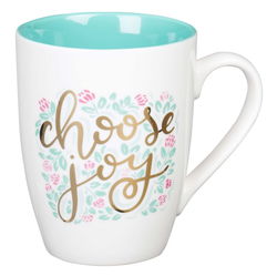 Image of Mug Teal/White Floral Choose Joy