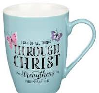 Image of Mug White/Blue Butterflies Through Christ Phil. 4:13
