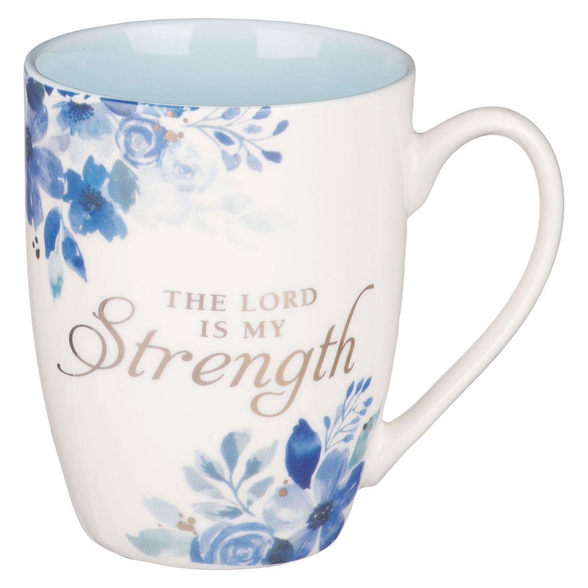 Image of DWSO Mug White/Blue Floral The Lord is My Strength Ps. 28:7