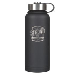 Image of Strong and Courageous Black Stainless Steel Water Bottle – Joshua 1:9