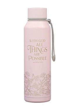 Image of Water Bottle SS Pink With God Matt. 19:26