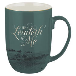 Image of Mug Green He Leadeth Me Ps. 23