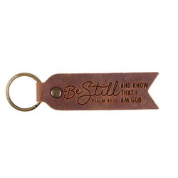 Image of Leather Key Fob  Be Still and Know  Psalm 46:10