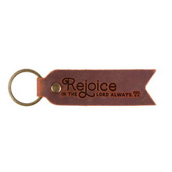 Image of Leather Key Fob  Rejoice in the Lord Always  Phil 4:4