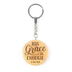 Image of Olive Wood Keychain – His Grace is Enough  2 Cor 12:9