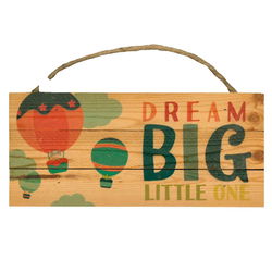 Image of Dream Big Little One Kids Room 5 x10 Wood Plank Design Hanging S