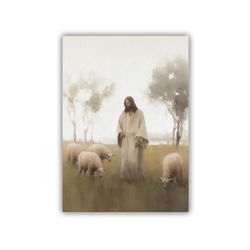 Image of Jesus & Sheep Canvas  5×7