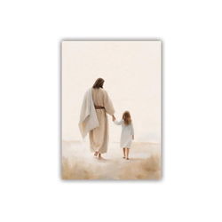Image of Canvas – Jesus Walking With Child 5×7