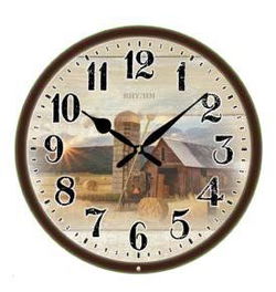 Image of Hymns Melody 11″ Round Clock- Autumn Farm – Discontinued