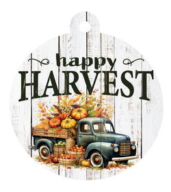 Image of Round Pallet Art Happy Harvest – Truck 18×18