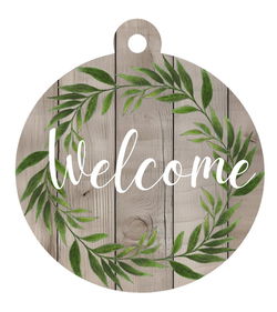Image of Round Pallet Art Welcome Wreath 18×18