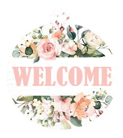 Image of Round Pallet Art Welcome Floral 18×18