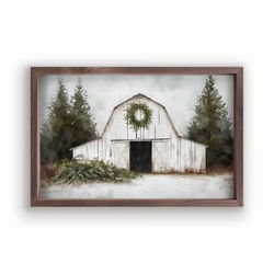 Image of Framed Wall Art – White Barn – 15’x24′