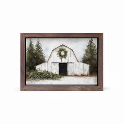 Image of Framed Art – White Barn – 5’x7′