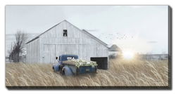 Image of Navy Blue Truck with Flowers 30×60