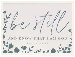 Image of Be Still Navy Flowers Wall Art 18′ x 24′ x .75′