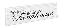 Image of Shelfie Sitter Welcome to Our Farmhouse (white) 3×9