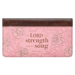 Image of My Strength and My Song Pink Rose Faux Leather Checkbook Cover– Psalm 118:14