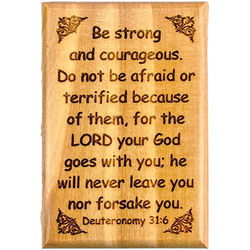 Image of Be Strong and Courageous Olive Wood Magnet