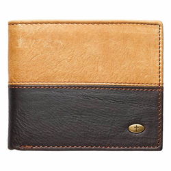 Image of Wallet-Genuine Leather-Two-tone Brown with Cross Badge