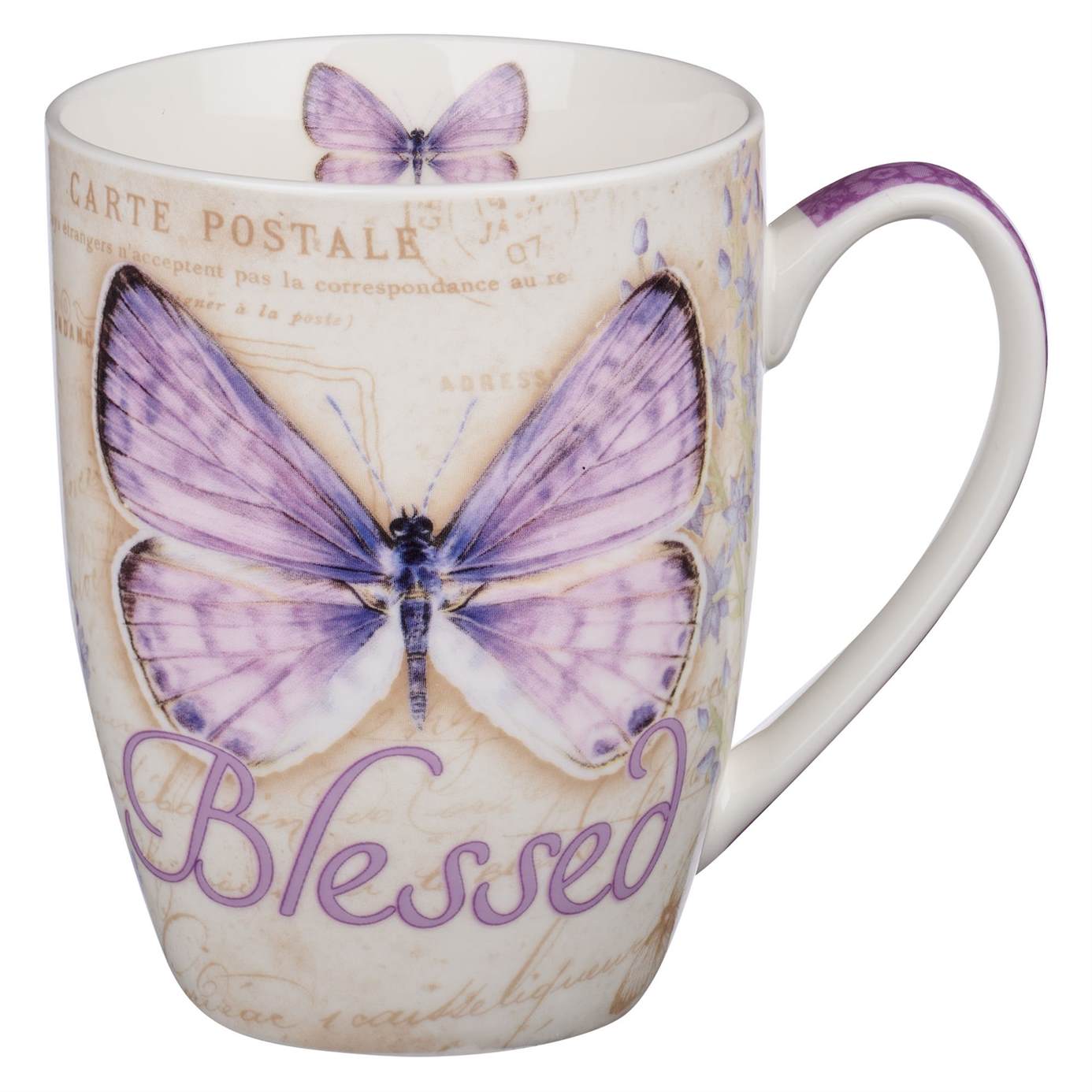 Image of Blessed Purple Butterfly Coffee Mug – Jeremiah 17:7