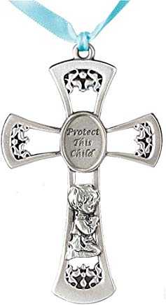 Image of Child’s Pewter Cross with Praying Boy – Protect This Child