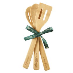 Image of Spoon Set-Bamboo-Love, Blessings, Joy -Set Of 3